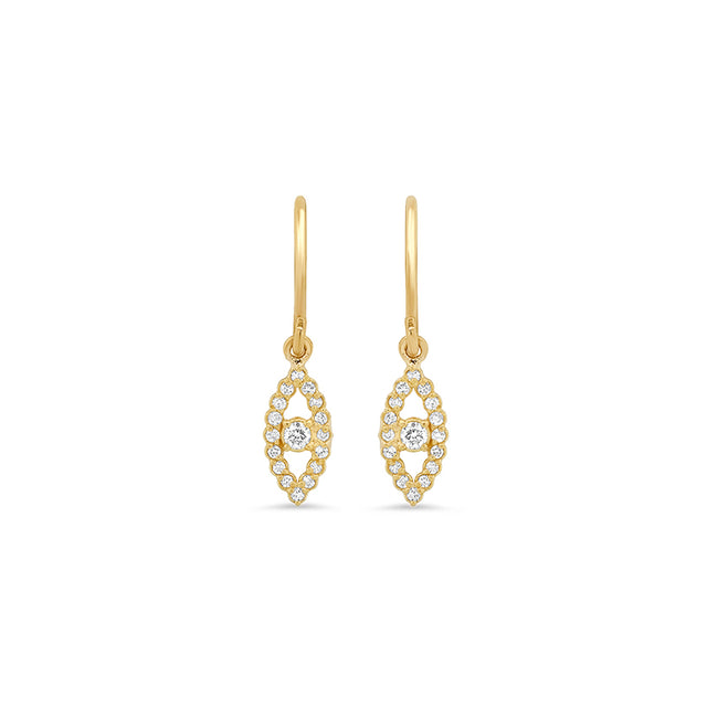 Diamond Mini Open Evil Eye Drop Earrings