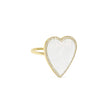 Mother of Pearl Inlay Heart Ring with Diamonds
