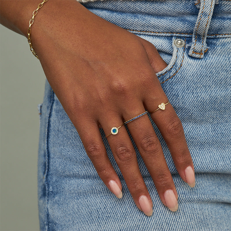 Opal Inlay Circle Ring with Diamonds