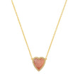 Mini Pink Opal Inlay Heart Necklace with Diamonds