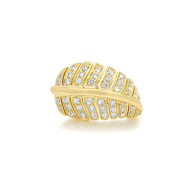Small Diamond Leaf Ring