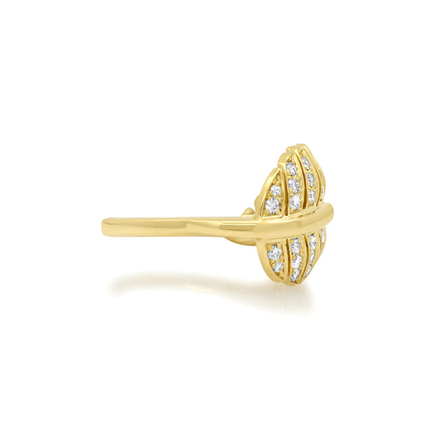 Small Diamond Leaf Ring