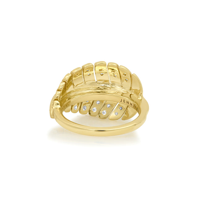 Small Diamond Leaf Ring