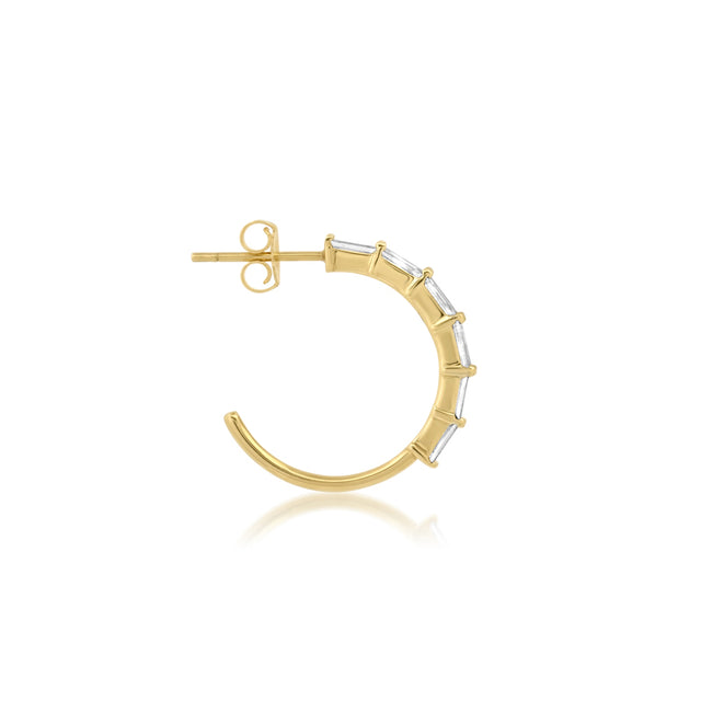 Small Baguette-Cut Diamond Hoops