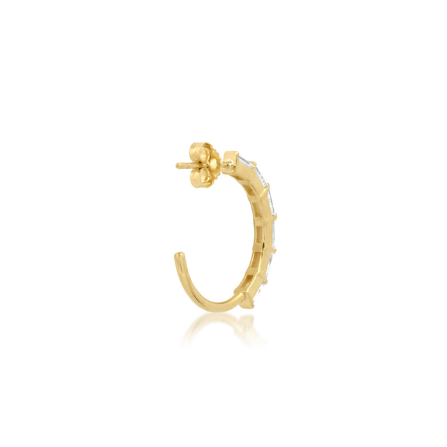 Small Baguette-Cut Diamond Hoops