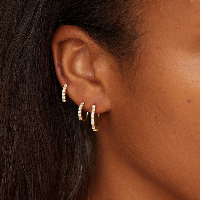 Small Baguette-Cut Diamond Hoops