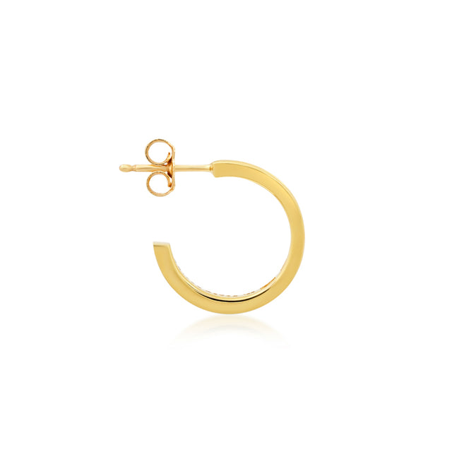 Channel Set Diamond Baguette Hoops