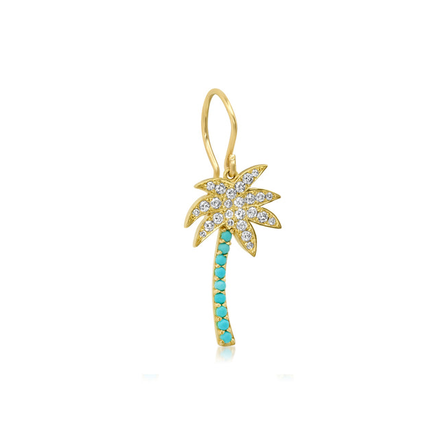 Diamond and Turquoise Palm Tree Earrings