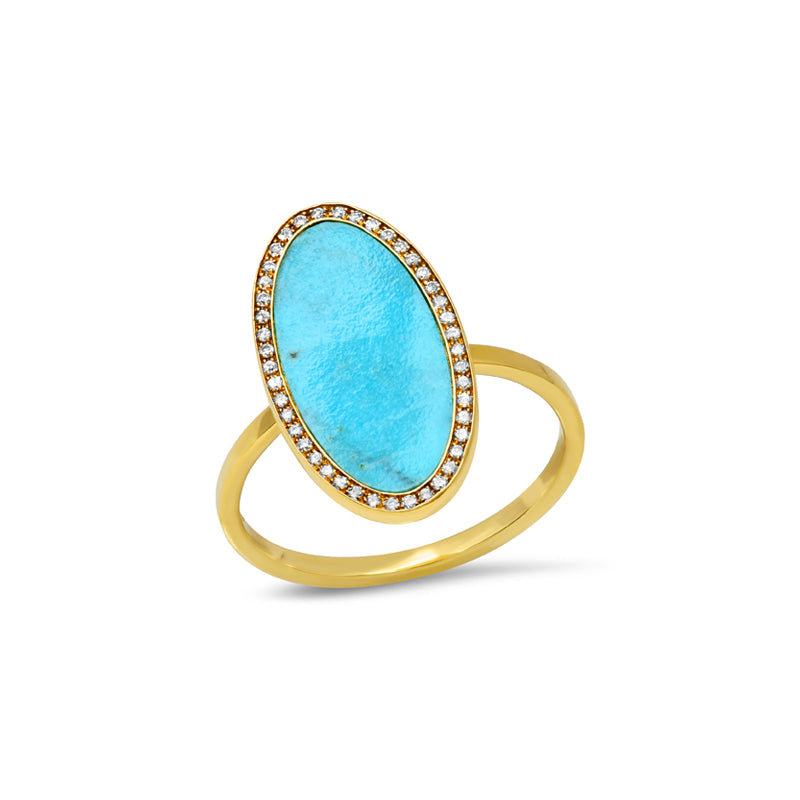 Turquoise Inlay Oval Ring