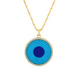 Large Turquoise Inlay Evil Eye Pendant with Diamonds