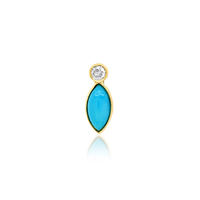 Single Diamond Bezel with Turquoise Marquise Stud