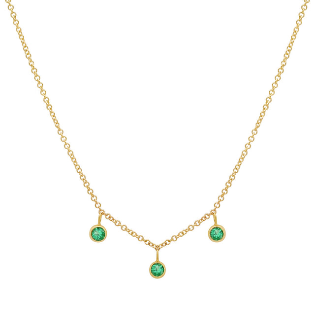 3 Mini Emerald Bezel Dangle Necklace