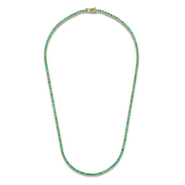 3-Prong Emerald Tennis Necklace