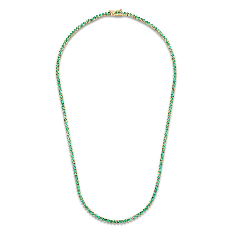 3-Prong Emerald Tennis Necklace