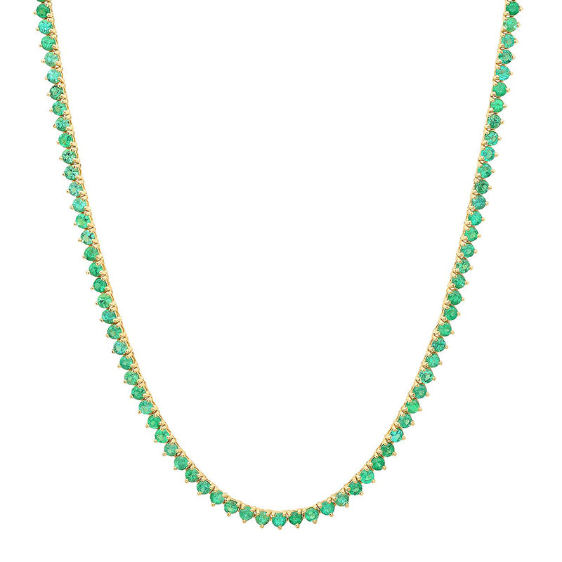 3-Prong Emerald Tennis Necklace