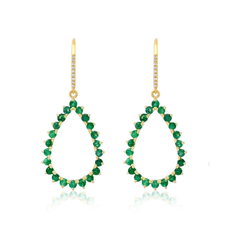 3-Prong Emerald Open Teardrop Earrings