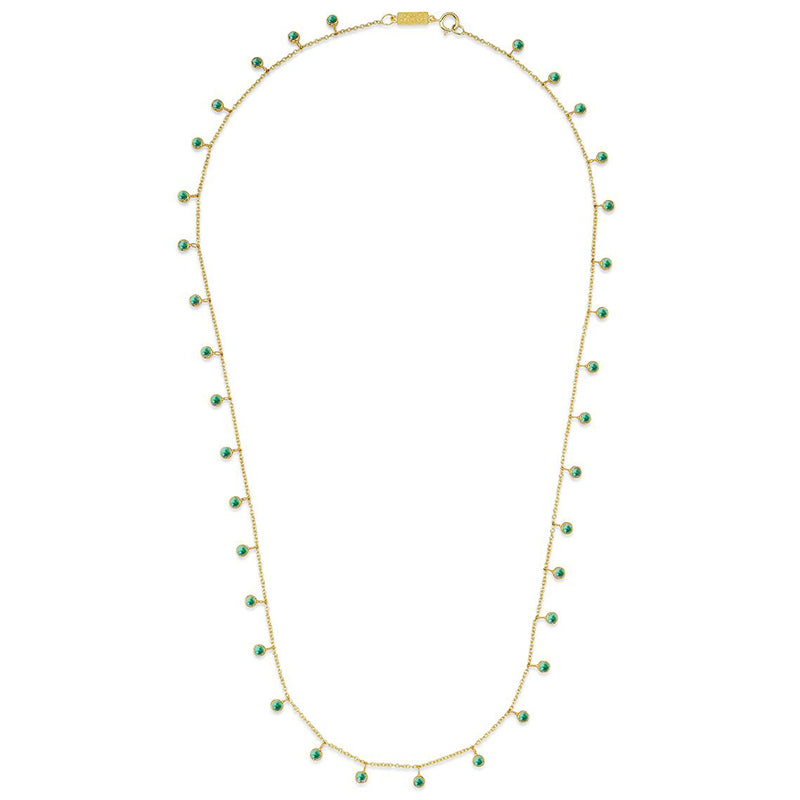 Mini Emerald Bezel Dangle By-The-Inch Necklace