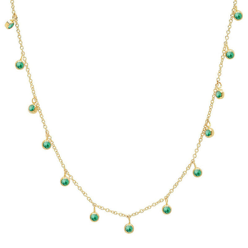 Mini Emerald Bezel Dangle By-The-Inch Necklace
