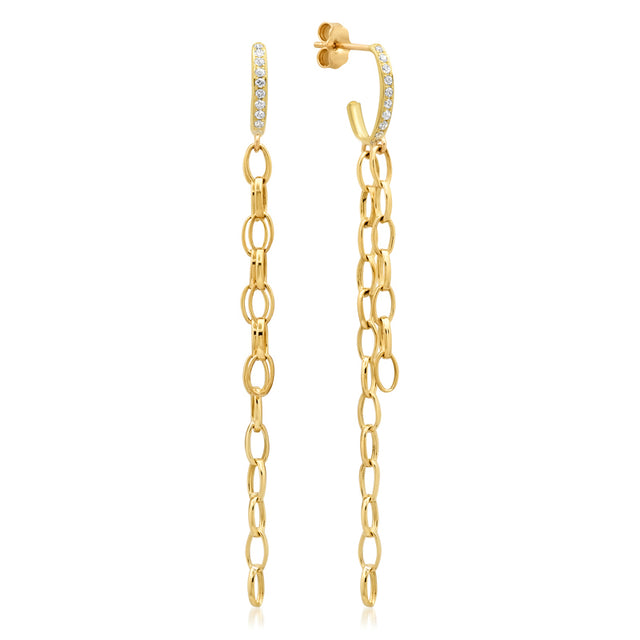 Diamond Edith Studs with Small Edith Link Fringe
