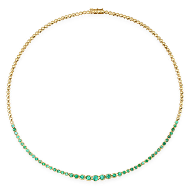 Graduated Emerald Tennis Necklace