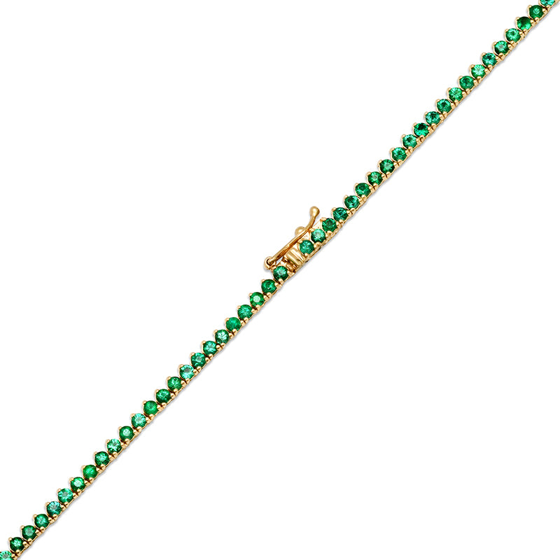 Large Graduated 3-Prong Emerald Tennis Necklace