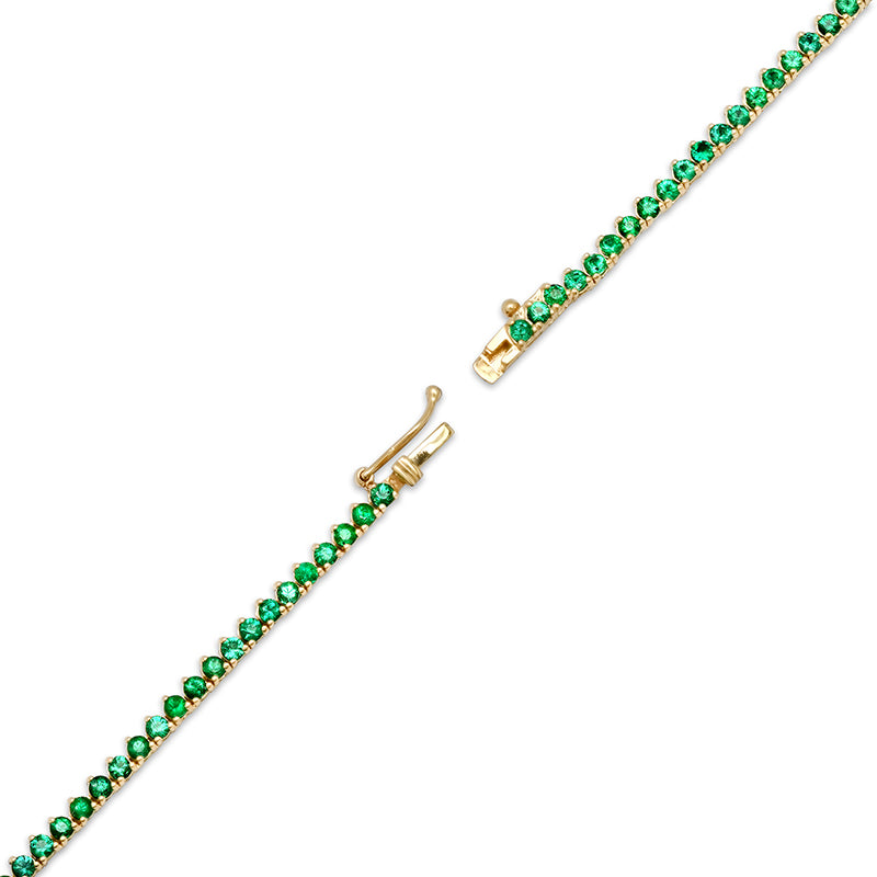 Large Graduated 3-Prong Emerald Tennis Necklace