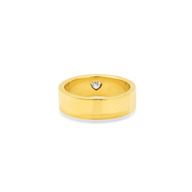 Wide Ellen Band with Heart-Cut Diamond Accent