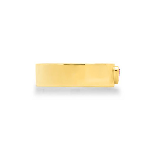 Wide Ellen Band with Heart-Cut Pink Sapphire Accent