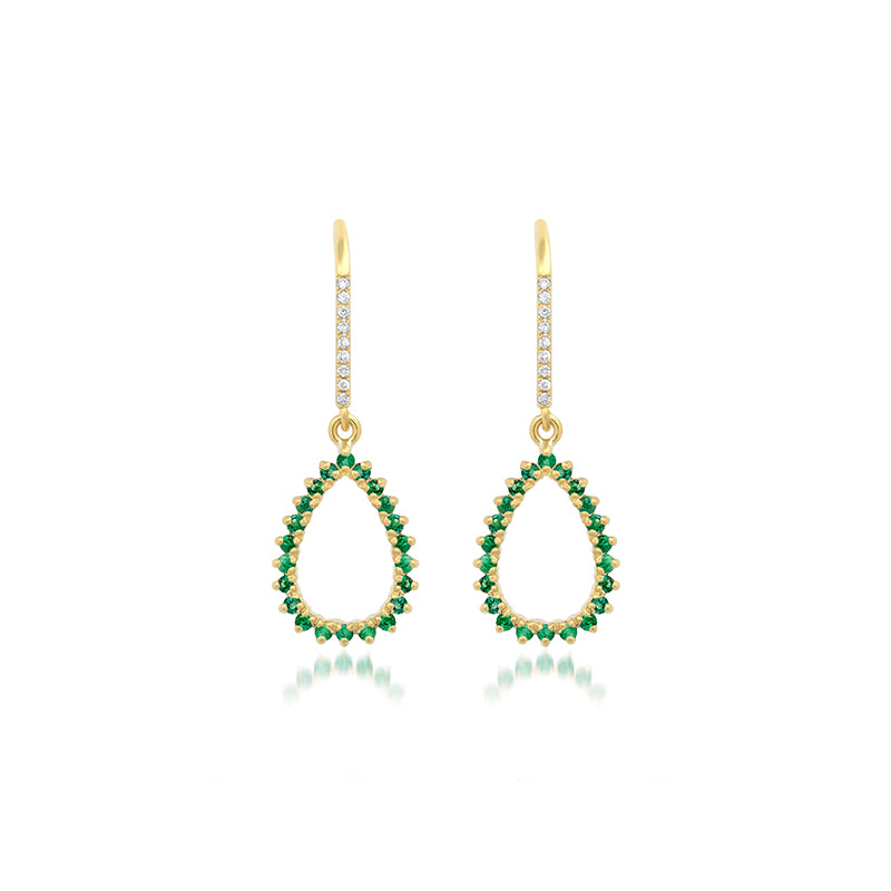 3-Prong Emerald Mini Open Teardrop Earrings