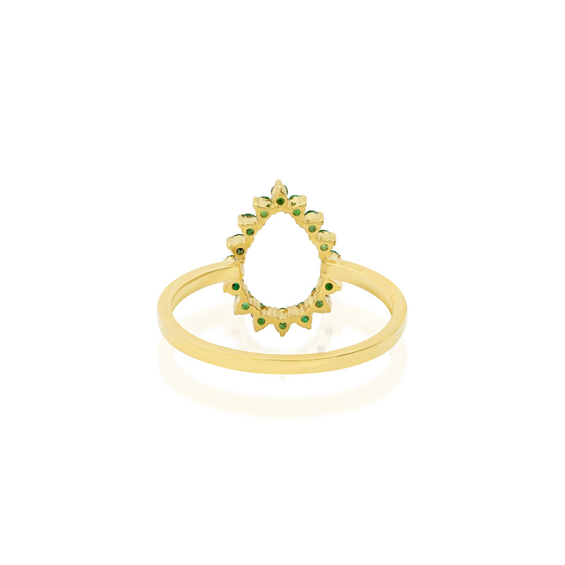 Mini 3-Prong Emerald Open Teardrop Ring
