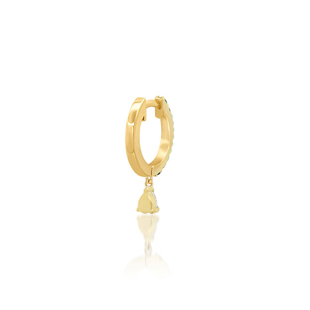 Emerald Huggies With Pear-Cut Diamond Drop