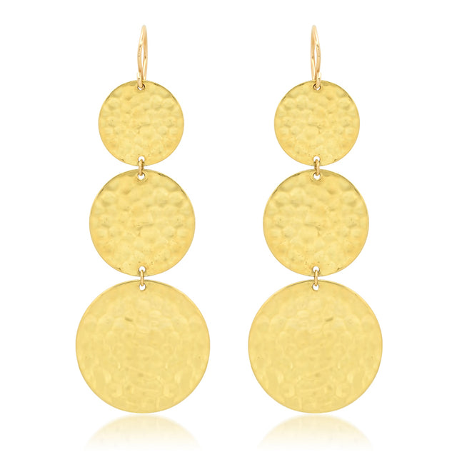 Graduated Hammered Disc Earrings