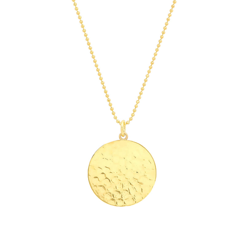 Hammered Disc Pendant Necklace