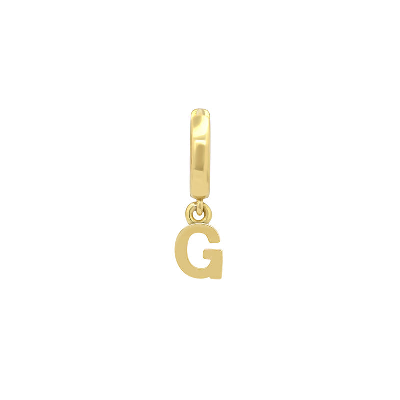 Single Huggie with Mini Letter Drop - G