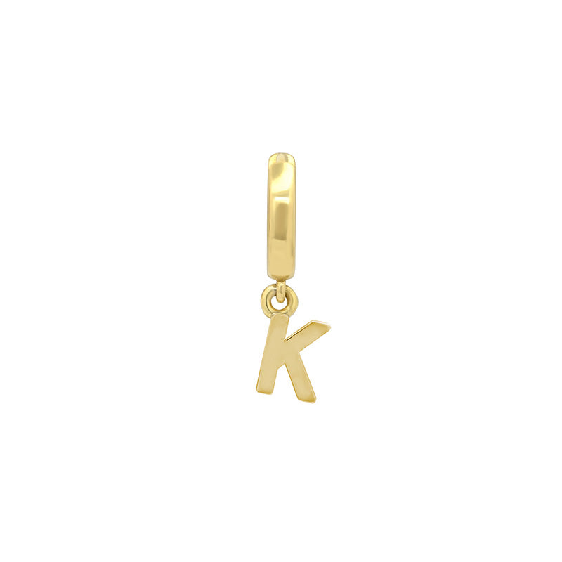 Single Huggie with Mini Letter Drop - K