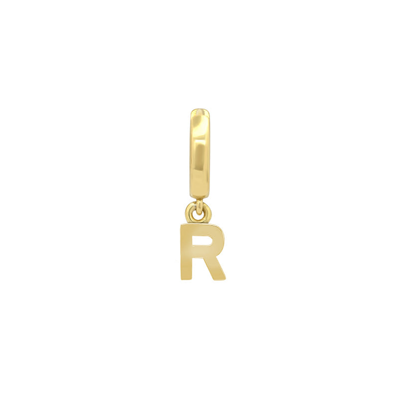 Single Huggie with Mini Letter Drop - R