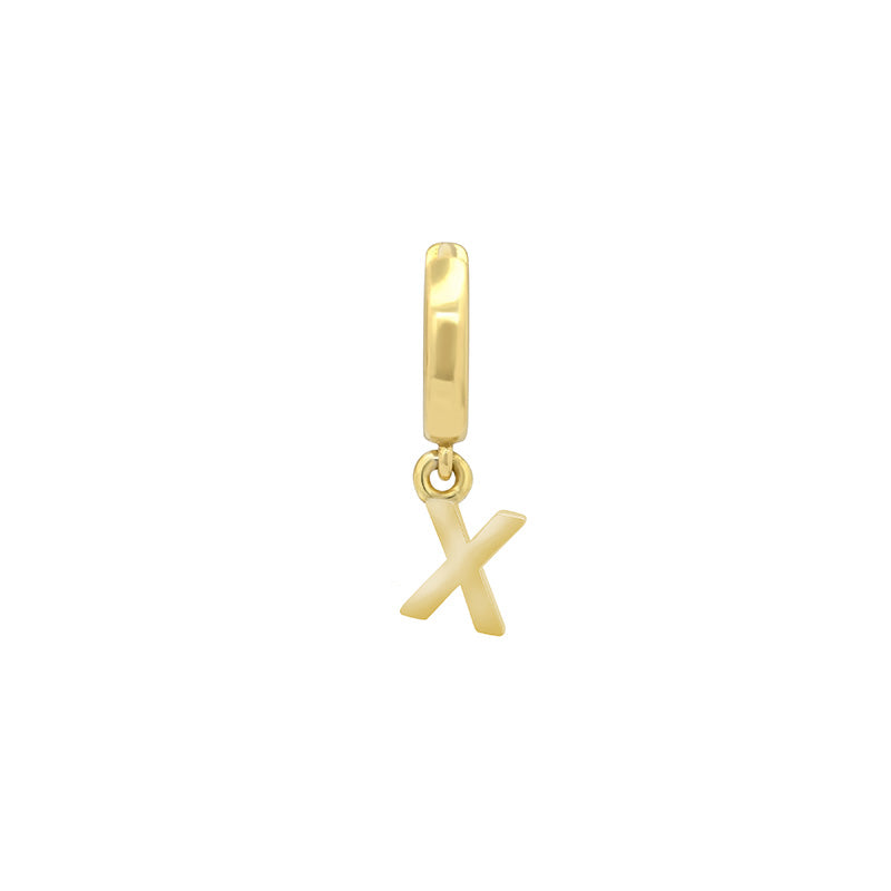 Single Huggie with Mini Letter Drop - X