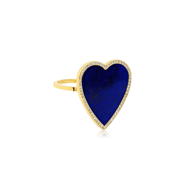 Lapis Inlay Heart Ring with Diamonds