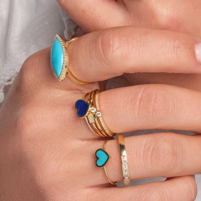 Extra Small Lapis Inlay Heart Ring