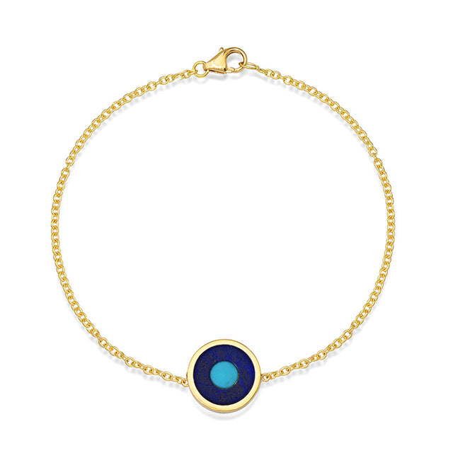 Mini Lapis Inlay Evil Eye Bracelet