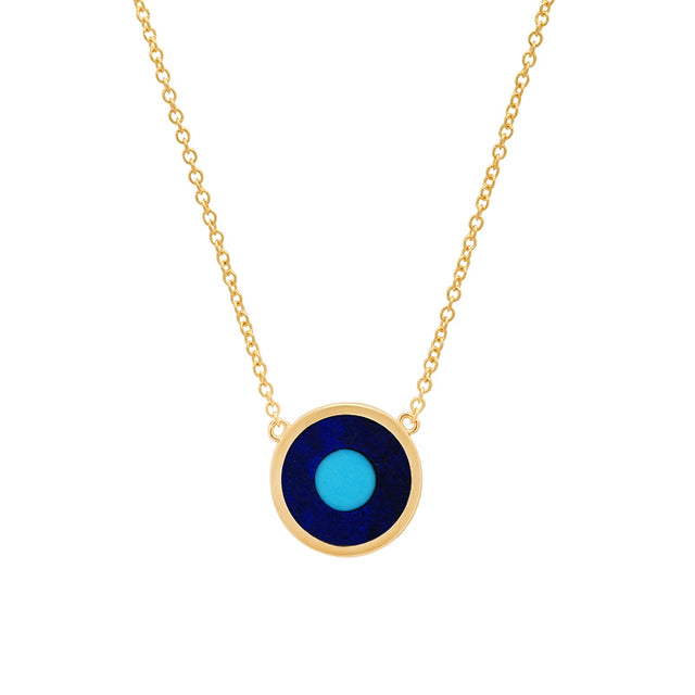 Mini Lapis Inlay Evil Eye Necklace