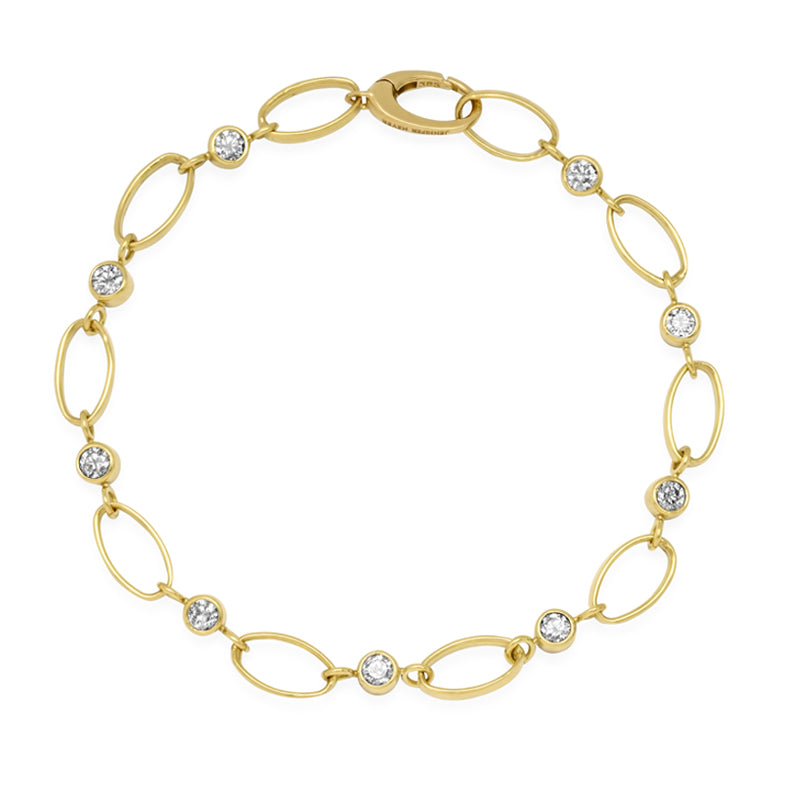 Medium Edith Link Bracelet with Diamond Bezel Accents