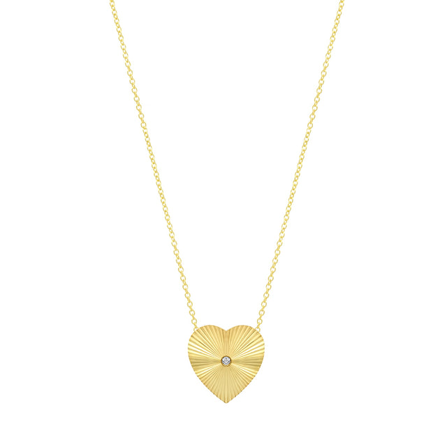 Mini 70's Heart Necklace With Diamond Accent