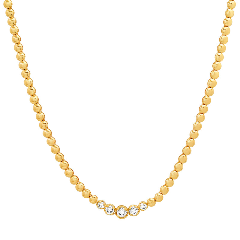 Mini Bezel Tennis Necklace with Graduated Diamond Center