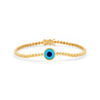 Mini Bezel Tennis Bracelet with Mini Turquoise Inlay Evil Eye Accent