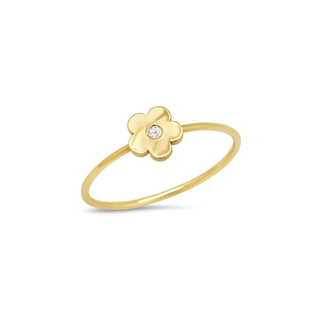 Mini Daisy Ring with Diamond Center