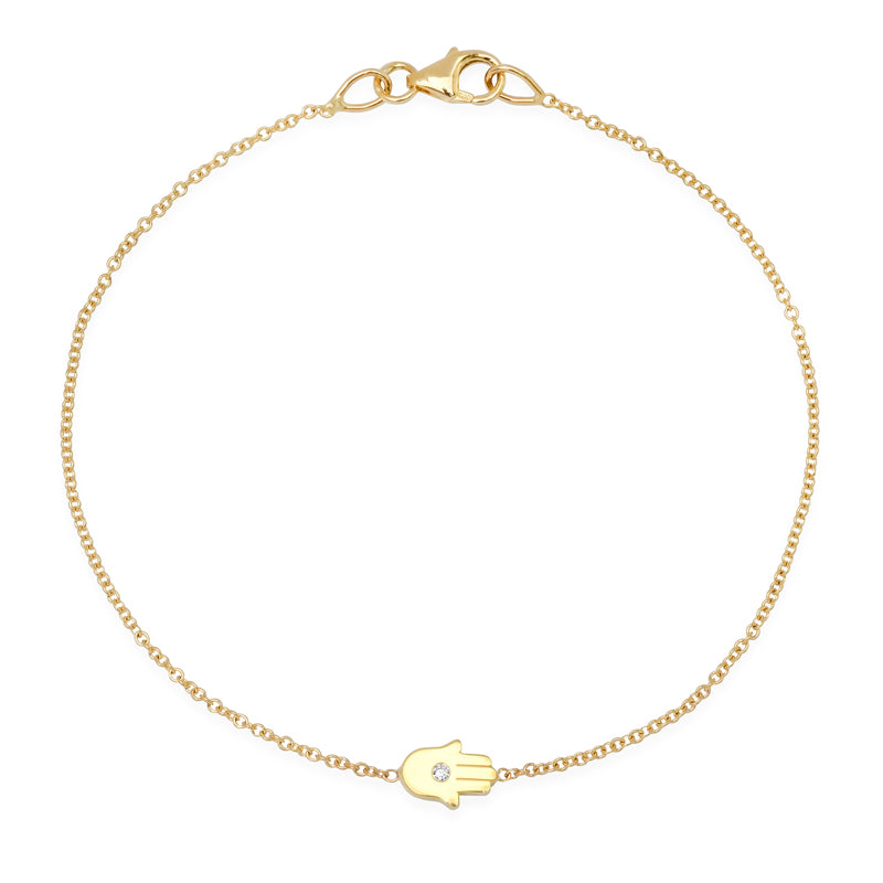 14K Gold Blue Enamel Hamsa Charm Bracelet – Shyne Jewelers™