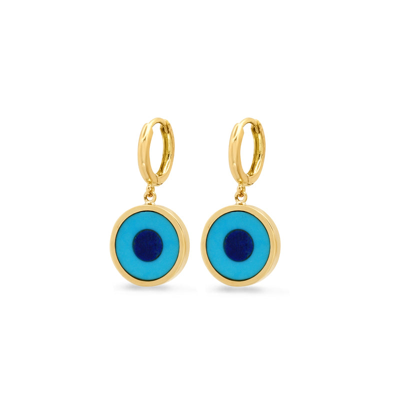 Huggies with Mini Turquoise Inlay Evil Eye Drop