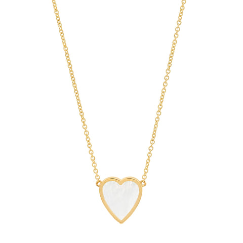 Mini Mother of Pearl Inlay Heart Necklace