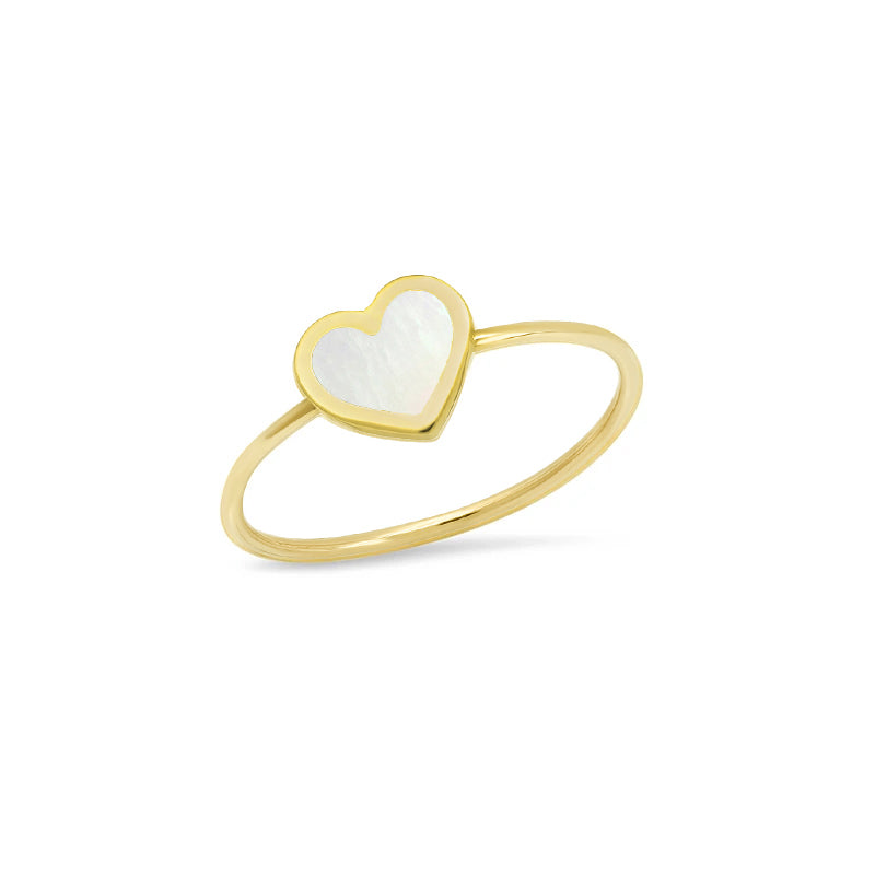 Extra Small Mother of Pearl Inlay Heart Ring